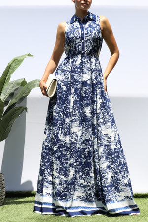DD8471, PRINTED BUTTON DOWN SHIRT MAXI DRESS