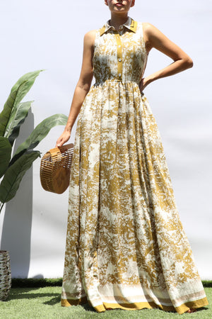 DD8471, PRINTED BUTTON DOWN SHIRT MAXI DRESS