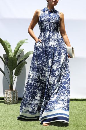 DD8471, PRINTED BUTTON DOWN SHIRT MAXI DRESS