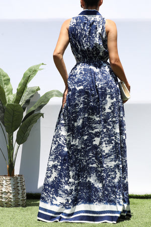 DD8471, PRINTED BUTTON DOWN SHIRT MAXI DRESS