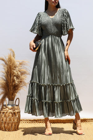 DD7974, Pleated Midi Dress