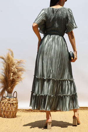 DD7974, Pleated Midi Dress