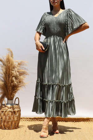 DD7974, Pleated Midi Dress