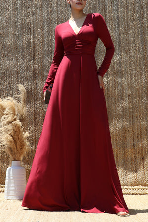 DD8546, V Neck Maxi Dress
