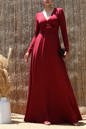 DD8546, V Neck Maxi Dress