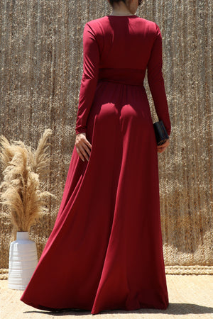 DD8546, V Neck Maxi Dress