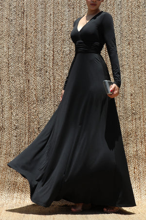 DD8546, V Neck Maxi Dress