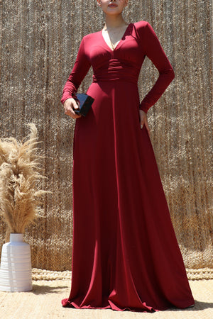 DD8546, V Neck Maxi Dress