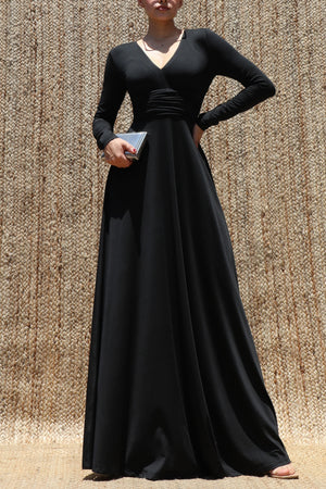 DD8546, V Neck Maxi Dress
