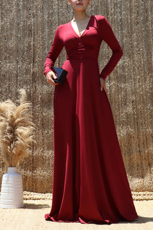 DD8546, V Neck Maxi Dress