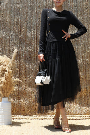 DD8632, Tiered Ruffle Layer Knit Midi Dress