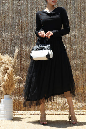 DD8632, Tiered Ruffle Layer Knit Midi Dress