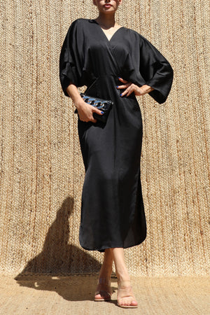 DD8505, Loose Fit Satin Midi Dress