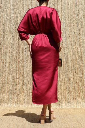 DD8505, Loose Fit Satin Midi Dress