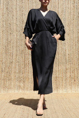 DD8505, Loose Fit Satin Midi Dress