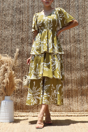 DD8527, Smocked Tiered Midi Dress