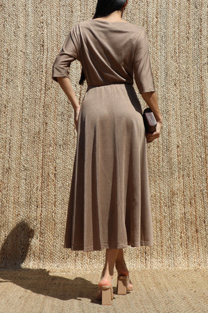 DD8557, Off Shoulder Knit Midi Dress