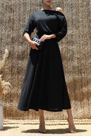DD8557, Off Shoulder Knit Midi Dress