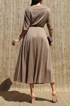 DD8557, Off Shoulder Knit Midi Dress