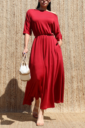 DD8557, Off Shoulder Knit Midi Dress