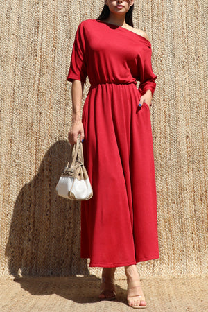 DD8557, Off Shoulder Knit Midi Dress