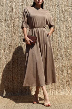 DD8557, Off Shoulder Knit Midi Dress