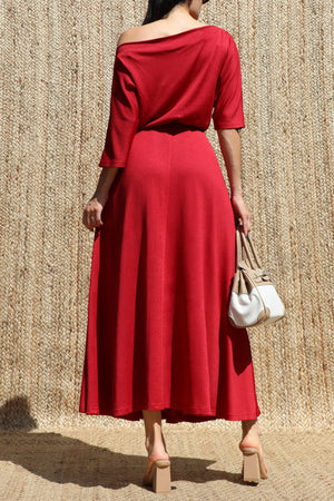 DD8557, Off Shoulder Knit Midi Dress