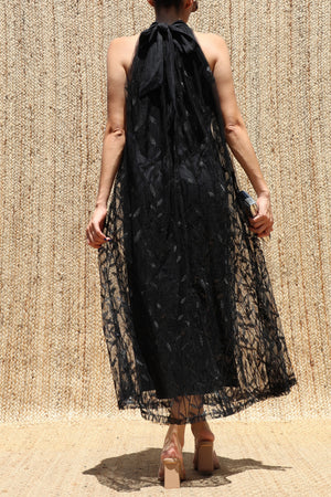 DD8630, Sequin Embroidered Halter Neck Midi Dress