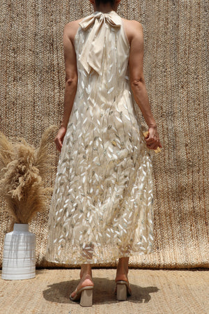 DD8630, Sequin Halter Neck Midi Dress