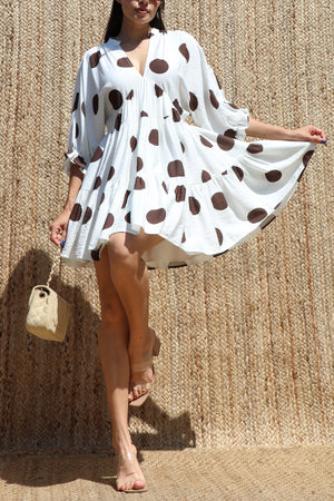 DD8520, Polka Dot Loose Fit Mini Dress