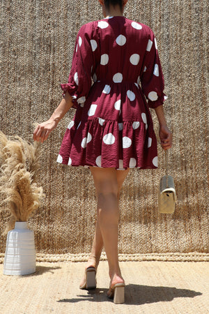 DD8520, Polka Dot Loose Fit Mini Dress