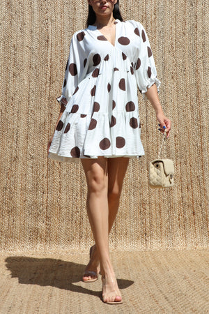 DD8520, Polka Dot Loose Fit Mini Dress