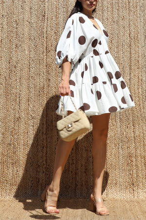 DD8520, Polka Dot Loose Fit Mini Dress