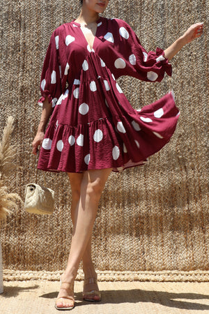 DD8520, Polka Dot Loose Fit Mini Dress