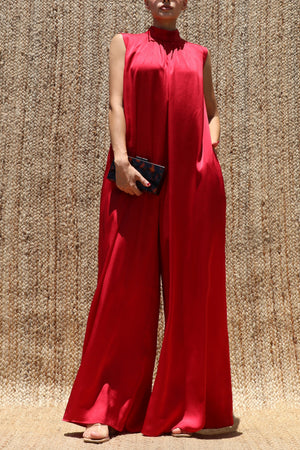 DD8504, Loose Fit Satin Jumpsuit
