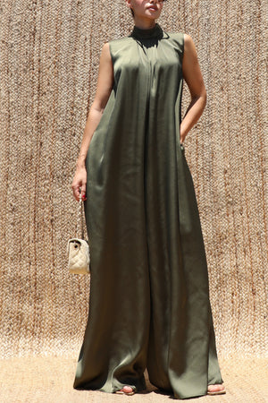 DD8504, Loose Fit Satin Jumpsuit