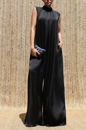 DD8504, Loose Fit Satin Jumpsuit