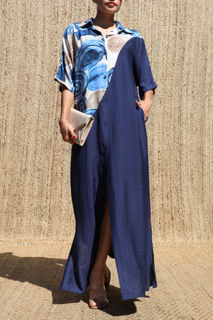 DD8508, Multi Printed Loose Fit Maxi Dress