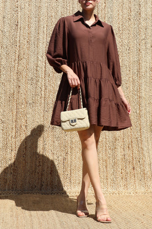 DD8633, Button Down Loose Fit Mini Dress