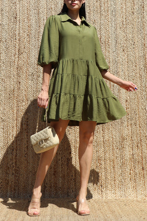 DD8633, Button Down Loose Fit Mini Dress