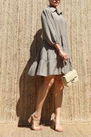 DD8633, Button Down Loose Fit Mini Dress