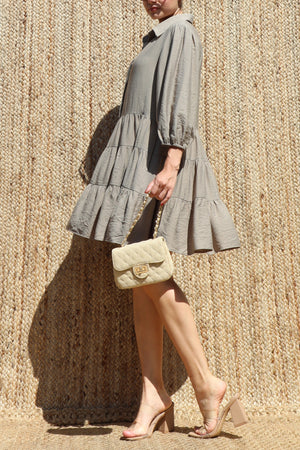 DD8633, Button Down Loose Fit Mini Dress