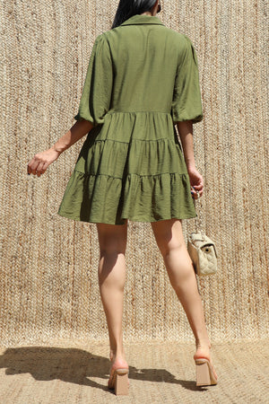 DD8633, Button Down Loose Fit Mini Dress