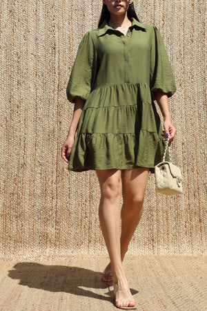 DD8633, Button Down Loose Fit Mini Dress