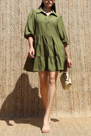 DD8633, Button Down Loose Fit Mini Dress