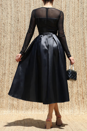 DD8596, Belted Satin Midi Dress