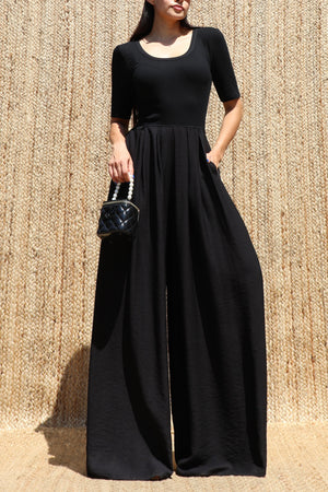 DD8636, Scoop Neck Knit Jumpsuit