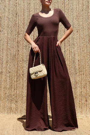 DD8636, Scoop Neck Knit Jumpsuit
