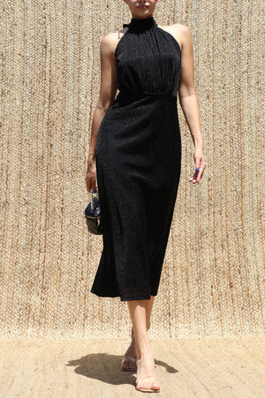 DD8623, Lurex Mock Neck Midi Dress