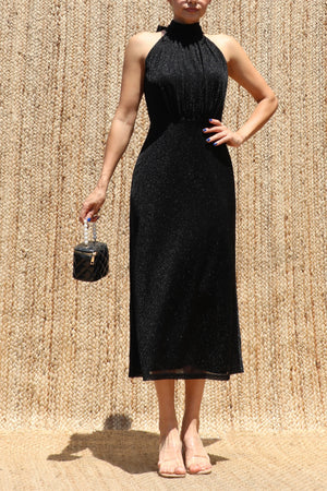 DD8623, Lurex Mock Neck Midi Dress